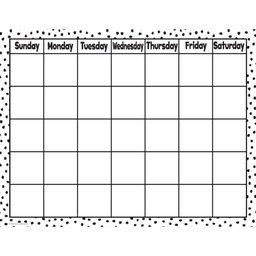 [TCR7080] BLACK PAINTED DOTS ON WHITE CALENDAR Chart (17''x22'')(43cmx56cm)
