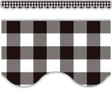 [TCR5817] Black &amp; White Gingham Scalloped Border, (12pcs) (3''x35'')(7.6cmx88.9cm), total (35'=10.6m)