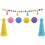 [TCR8901] *Colorful Pom-Poms and Tassels Garland (60''=152.4cm)