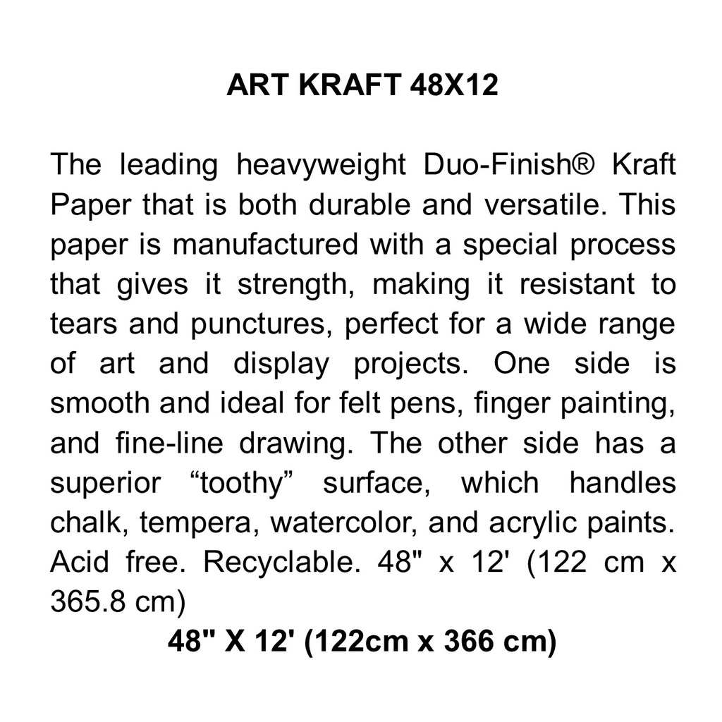 ART KRAFT 48''X12' WHITE (122cm x 3.6cm)