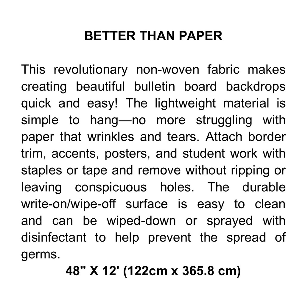 White Better Than Paper BB Set Roll 4'x12'(1.2mx3.6m)