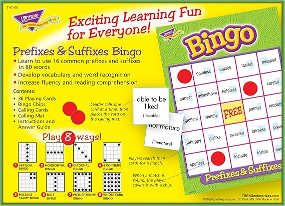 Prefixes &amp; Suffixes Bingo (36cards)