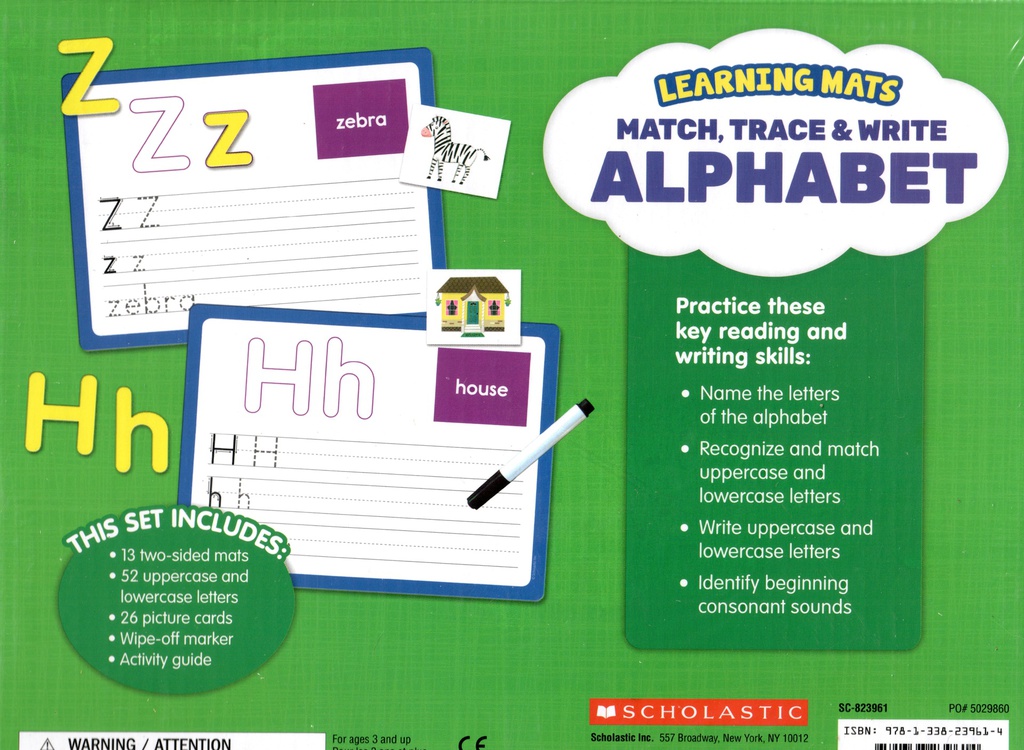 LEARNING MATS:  Match, Trace &amp; Write Alphabet (Gr PK-1) (89pcs)