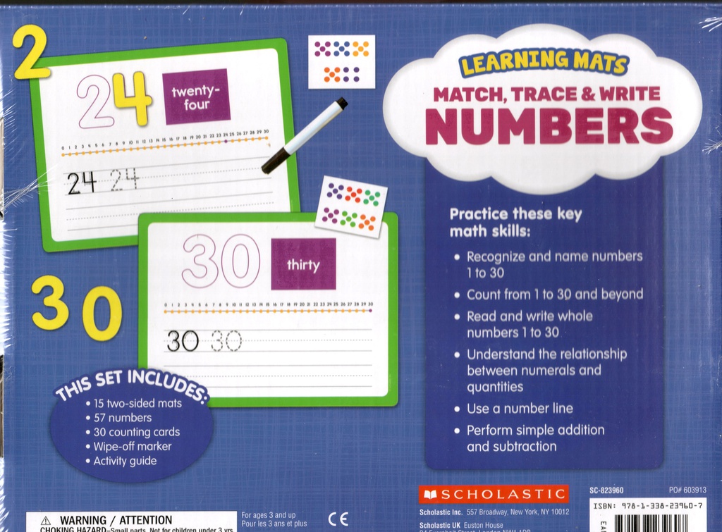 LEARNING MATS:  Match, Trace &amp; Write Numbers (Gr PK-1)