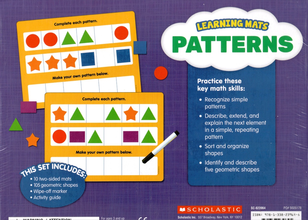 LEARNING MATS:  Patterns (Gr PK-1) (125pcs)