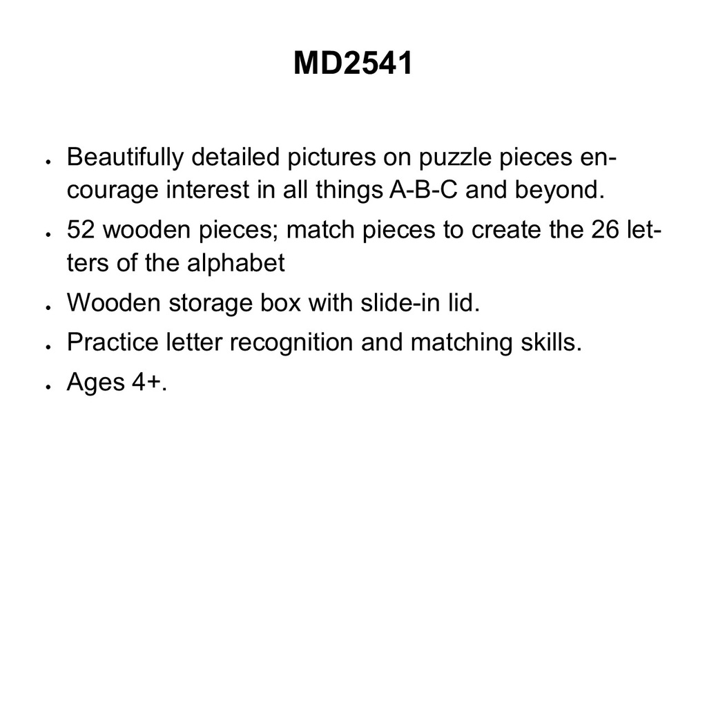 Letter Puzzles Ages:4+ (52pcs) (6cmx7cm)