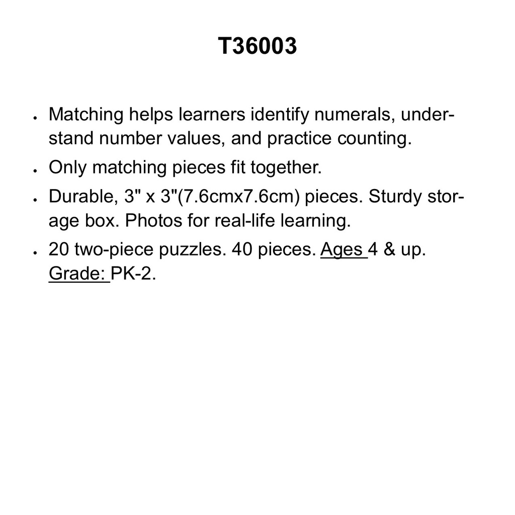 Numbers 1-20 Puzzle (40pcs)