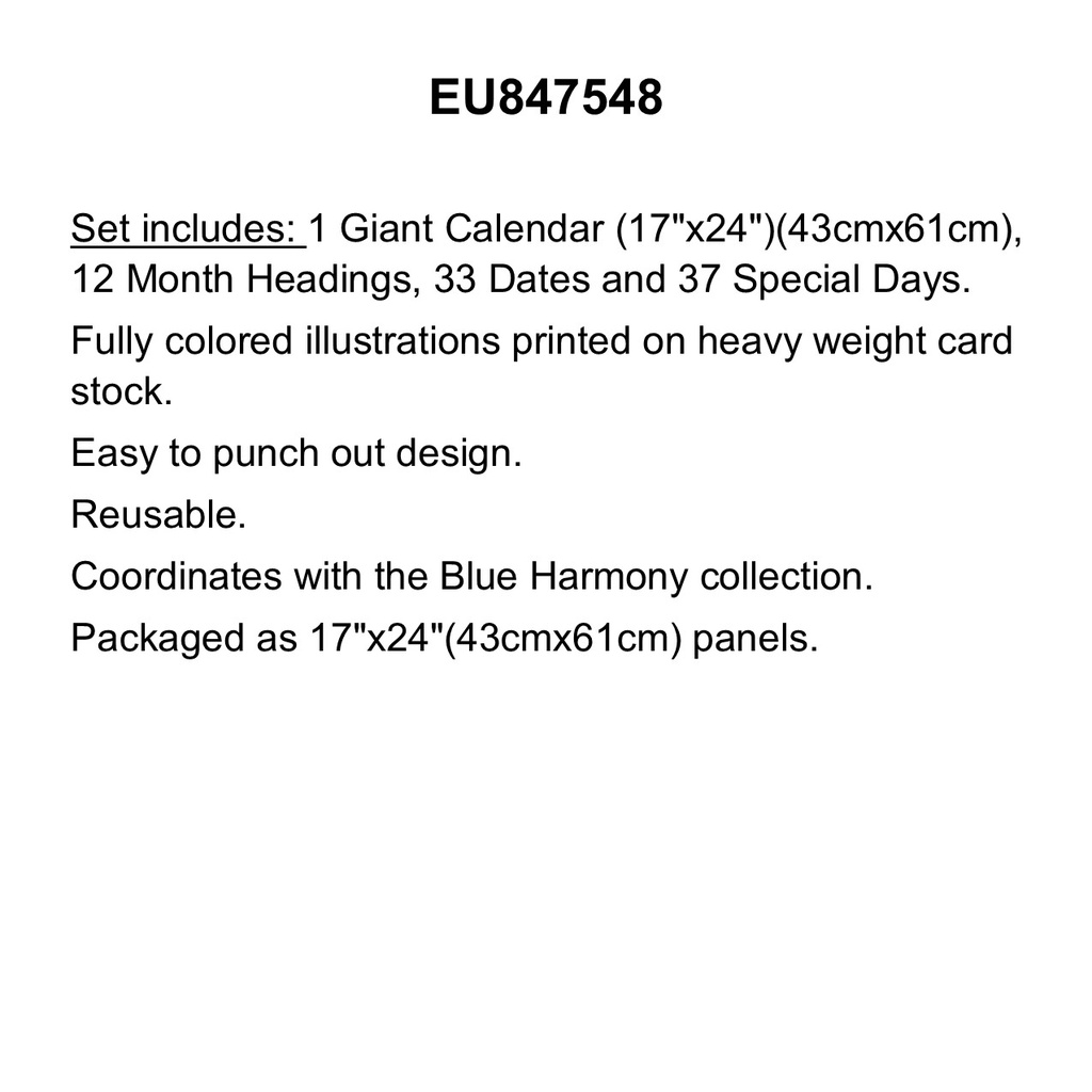 Blue Harmony Calendar Bulletin Boards Set  (83pcs)