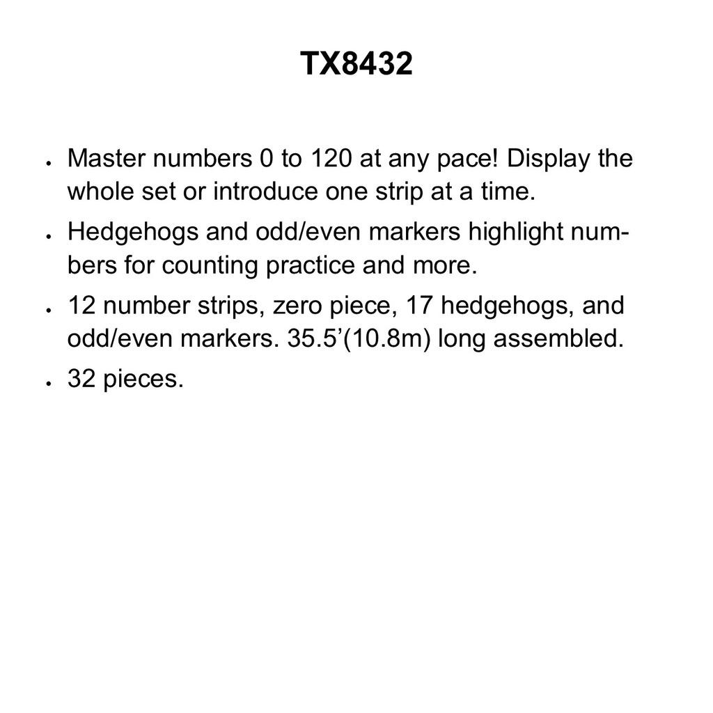 Color Harmony Number Line 0-120 BB Set (32pcs)