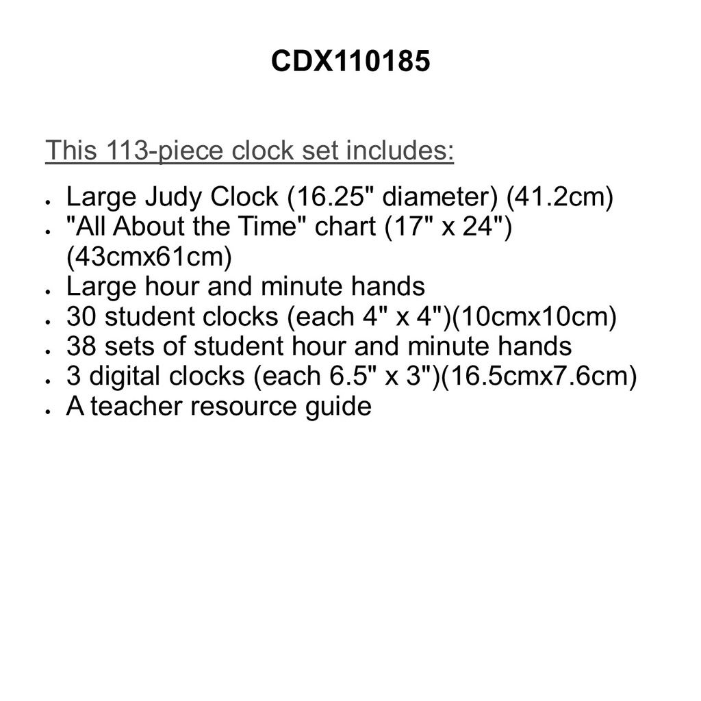 JUDY CLOCK BB SET Large Clock 30 Students Clock (113pcs)