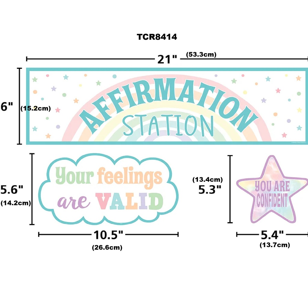 Pastel Pop Positive Affirmations Mini BB Set 21&quot; x 6&quot;(53.3cmx15.3cm) (25pcs)