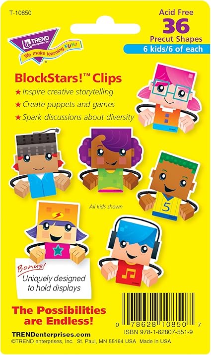 BlockStars! Clips Mini Accent Variety pk 6 kids/ 6 of each (2.7''=7cm) (36 pcs precut shapes)