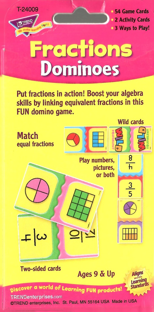 Fractions Dominoes (AGE 9+) (54 game cards, 2 activity cards)