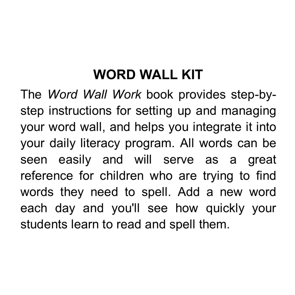 WORD WALL KIT (Grade Level: K-3)