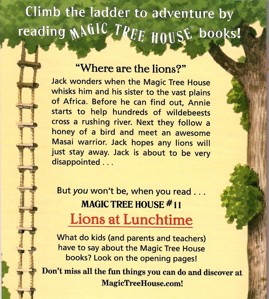 Magic Tree House #11: Lions at Lunchtime (6-9yrs)
