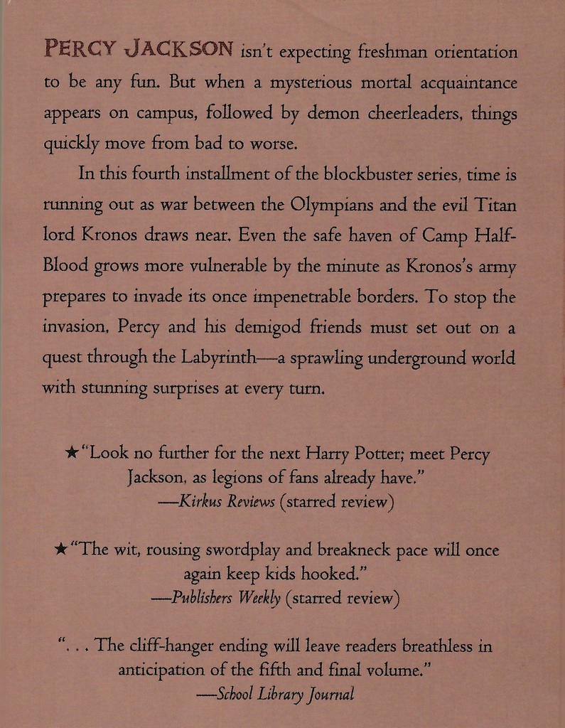 The Battle of the Labyrinth (Percy Jackson and the Olympians, Book 4) (10-14yrs)