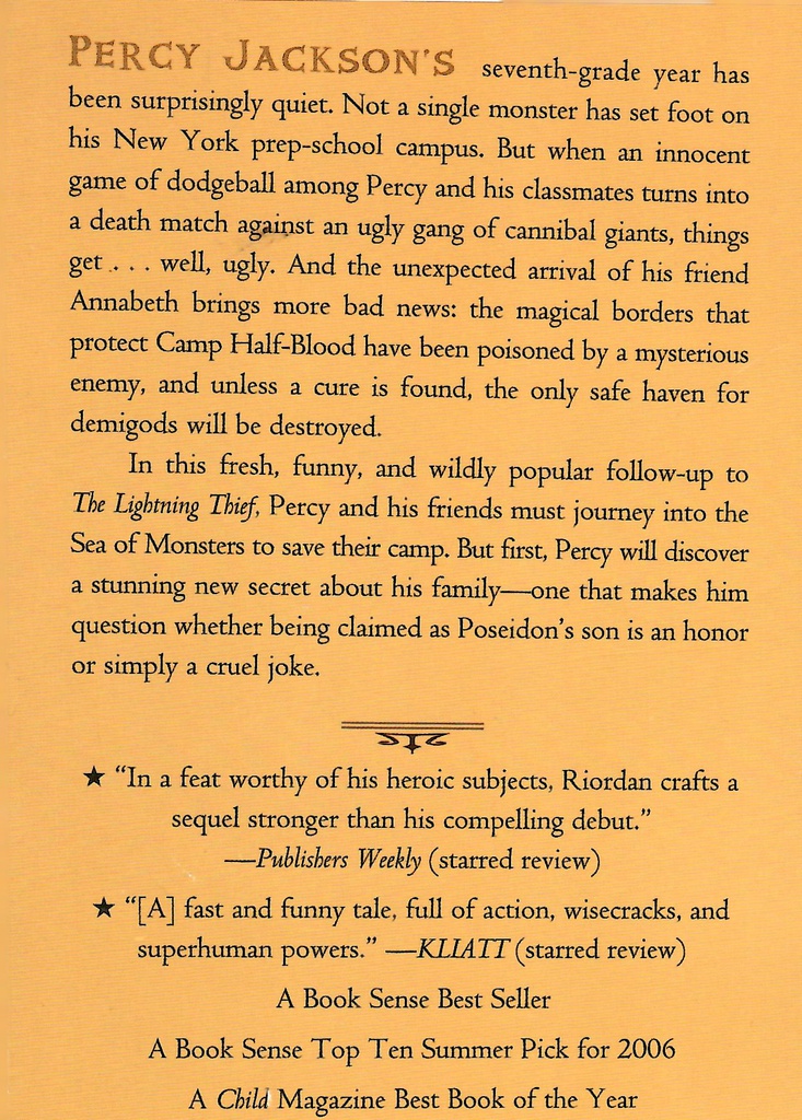 The Sea of Monsters (Percy Jackson and the Olympians, # 02) (10-14yrs)