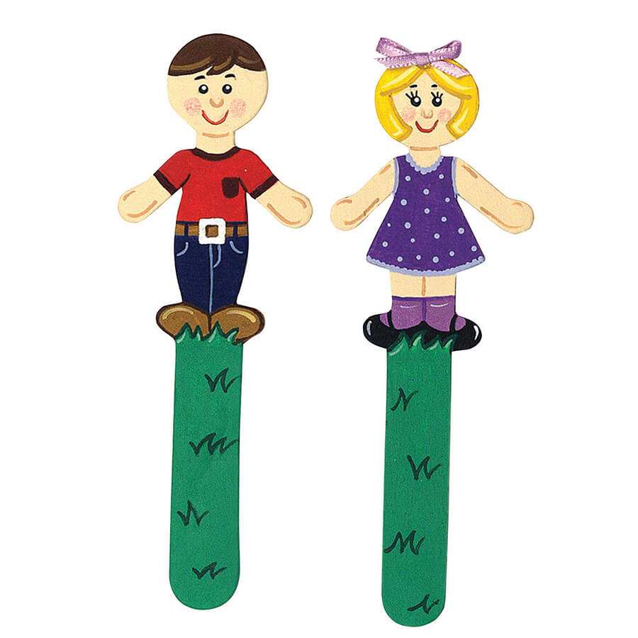 CRAFT STICK PEOPLE MAN &amp; WOMAN NATURAL 16CT