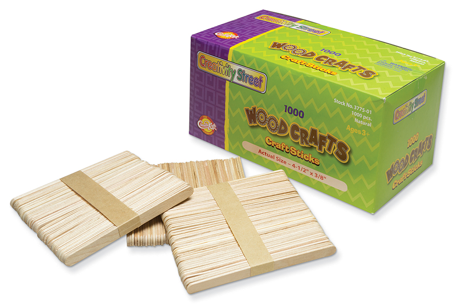 CREATIVITY STREET REGULAR CRAFT STICKS 4-1/2&quot; X 3/8&quot; NATURAL 1000 PIECES