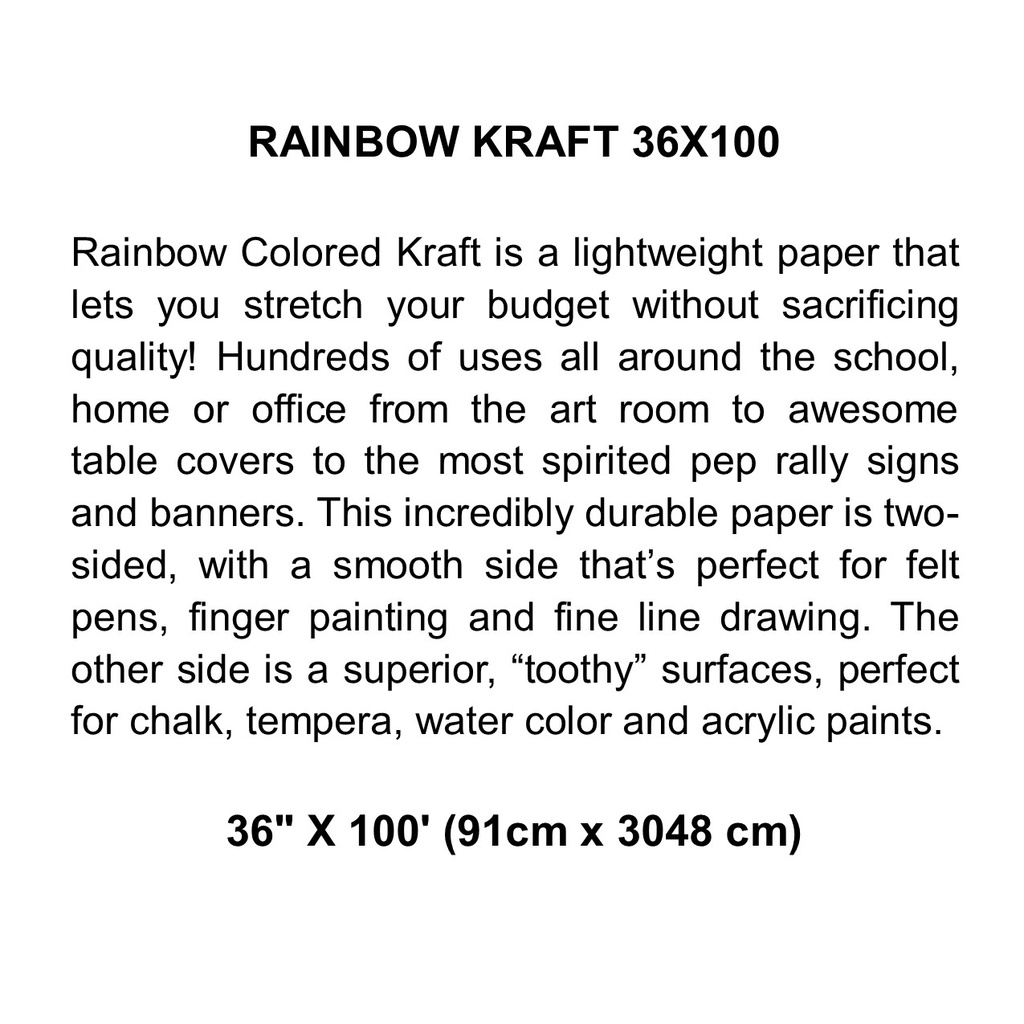 RAINBOW KRAFT 36&quot; x 100' (91.4cm x 30.5m) FLAME (RED)