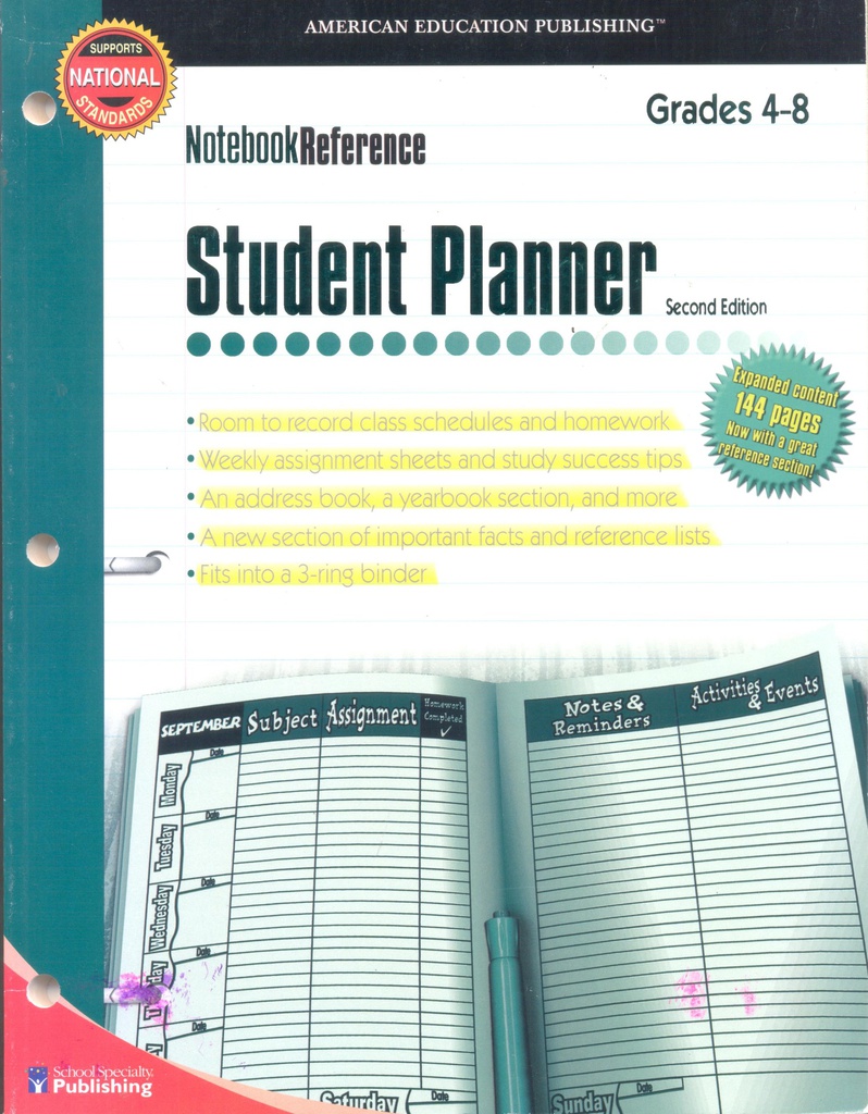 NOTEBOOK REFERENCE STUDENT PLANNER-2ND (Gr:4-8)(9+yrs)