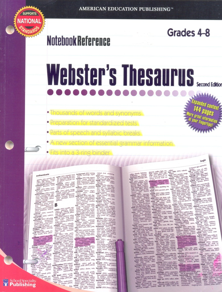 Notebook Reference Webster's Thesaurus (9+yrs)