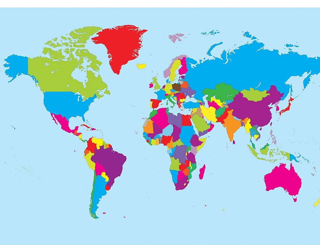 MAGNETIC WORLD MAP CHART WRITE ON WIPE OFF 12''x17''(30.4cmx43.1cm)