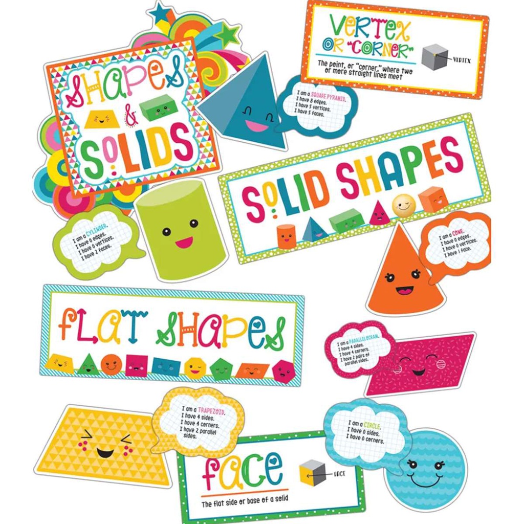 School Pop Shapes and Solids Bulletin Board (36pcs)