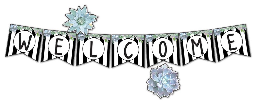 Stylish Welcome BB Set (9pcs)7 pennants (11.4&quot;x11.5&quot;)(29cmx29.2cm) 2 succulents(largest 8.3&quot;x7.9&quot;(21cmx19.8cm)