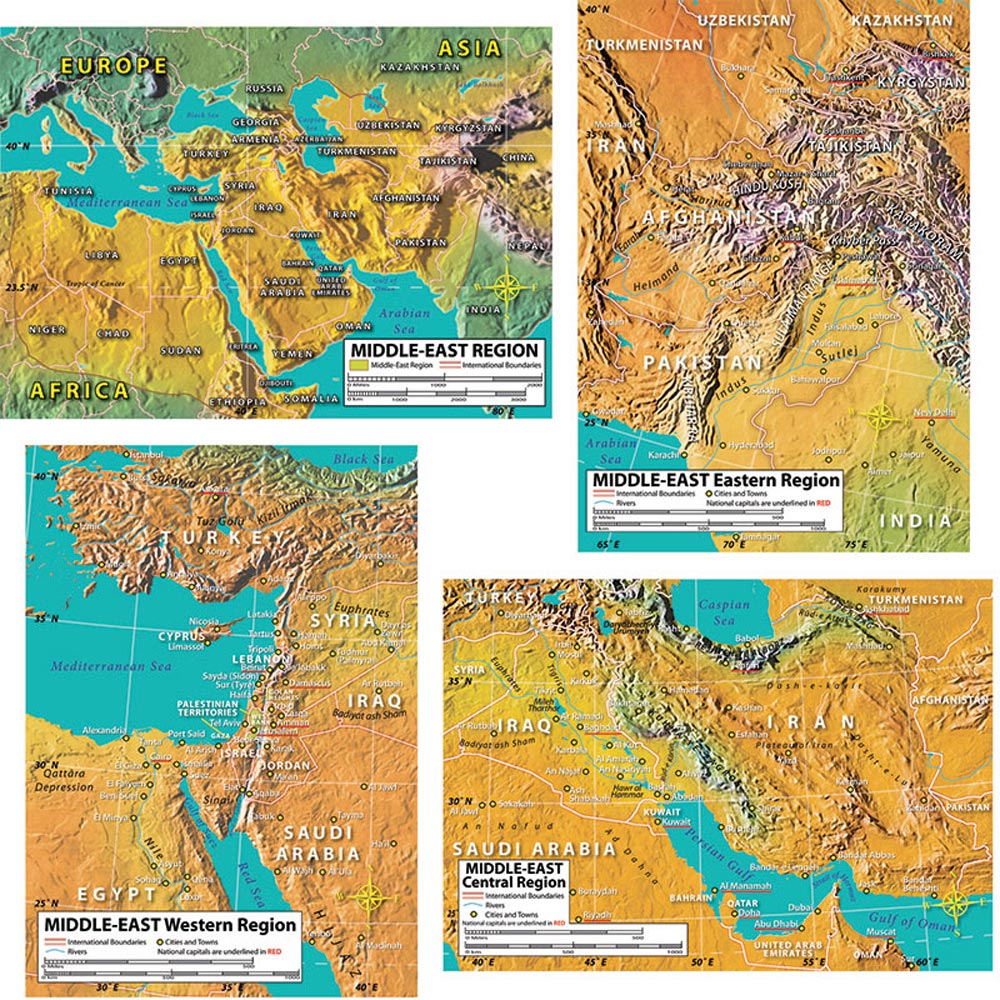 World Geography-Middle East Bulletin Board Set   Gr.4-8 (4) maps