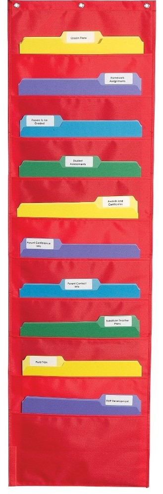 Red Storage Pocket Chart 14” x 46.5” (35.5cmx118.1cm)