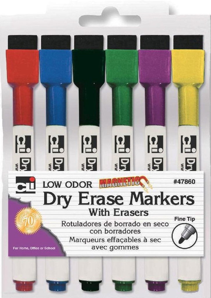 MAGNETIC DRY ERASE MARKERS W ERASER