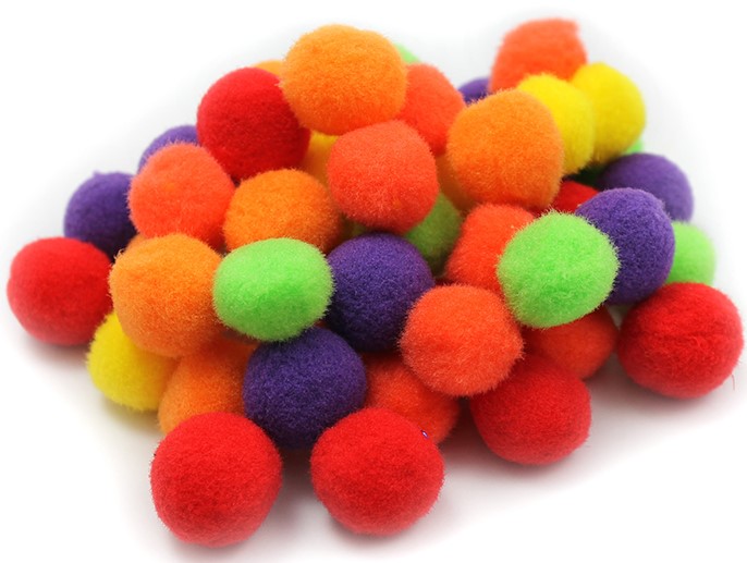 POM POMS HOT COLORS (50CT)(1''-2.4cm)