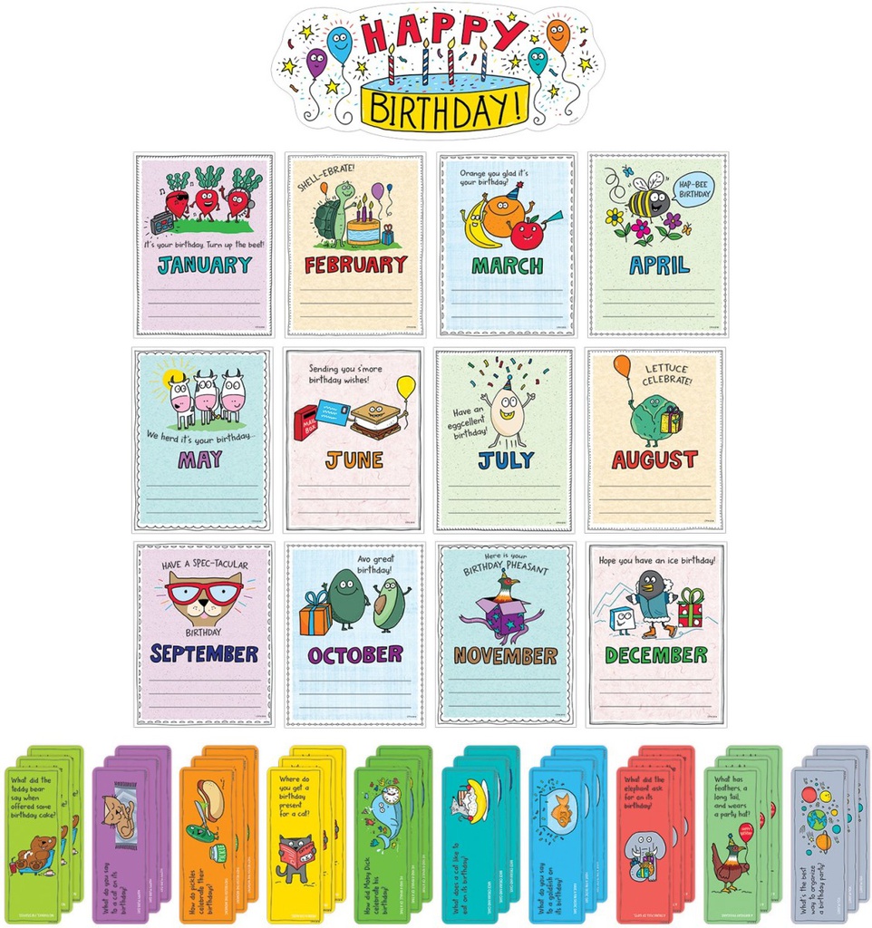 SO MUCH PUN! Happy Birthday Bulletin Board Set (43pcs)