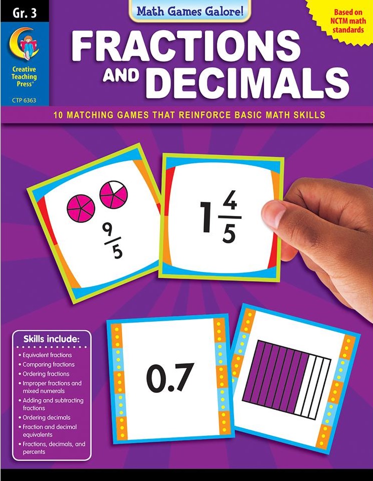 Math Games Galore: Fractions and Decimals, (Gr:3)