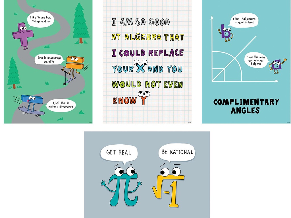 PLUS, EQUALS, MINUS SIGNS SO MUCH PUN! INSPIRE U POSTER 13.3''x19''(33.7cmx48.2cm)