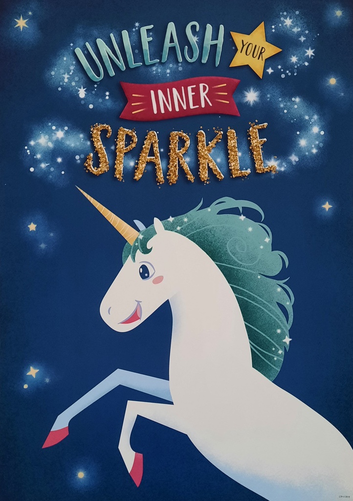 UNLEASH YOUR INNER SPARKLE UNICORN INSPIRE U POSTER 13.3''x19''(33.7cmx48.2cm)