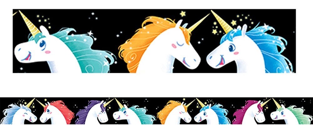 MYSTICAL MAGICAL UNICORNS BORDERS (7.6cmx88.9cm) 35ft (12 strips)