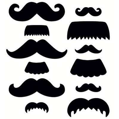 Mustache Medley Accents (12 each of 6 large designs (6'' (15cm) (12 each of (12 small designs (3&quot; (7.6cm)  (216 pcs)