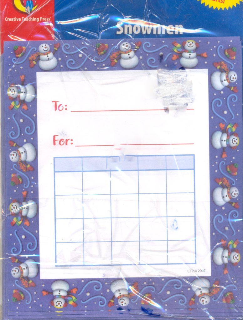 Snowmen Student Incentive Chart (15.2cmx13.3cm)(36 pcs)