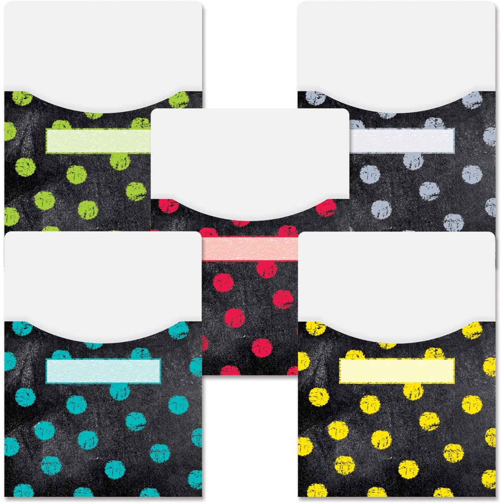 DOTS ON CHALKBOARD LIBRARY POCKETS- Ex Lg (23cmx30cm-9''x12'')  (10 pockets)