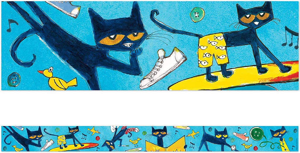 Pete the Cat Straight Border Trim, 12pcs (3''x35'')(7.6cmx88.9cm)