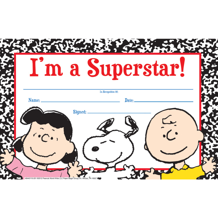 PEANUTS- I'M A SUPERSTAR AWARD 36/PKG (8.5''x5.5'')(21.5cmx13.9cm)