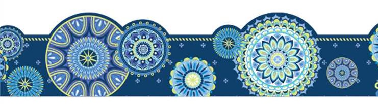 Blue Harmony Extra Wide Die-Cut Border, Mandala  (37'x3.25&quot;)  (11.25m x 8.25cm)