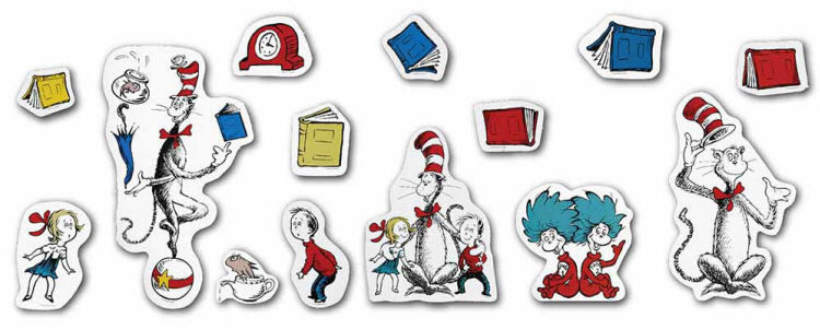 Cat in the Hat large Characters Bulletin Set ( includes 5 Dr.Seuss die-cut  4&quot;x 22&quot;tall (10cmx 55.8cm)(15pcs)