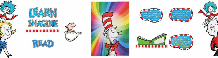 DR Seuss 3D Read BB Set includes 1 full size posters, Die-cut characters &amp; words,3 quotes.  (12pcs)