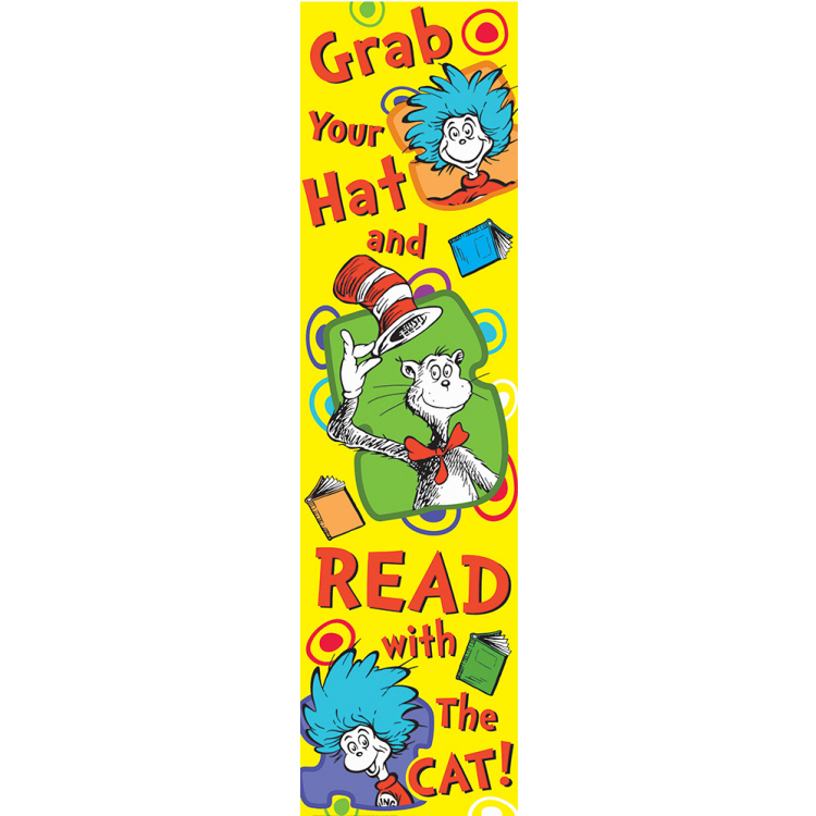 DR SEUSS Cat in the Hat  Grab Your Hat and READ Banner (45''x12'')(114.3cmx30.4cm) (1pc)
