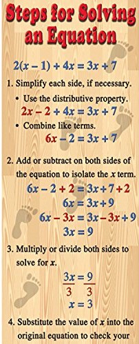 Algebra: Solving Equations Colossal Poster Middle Upper Grades (5.5ft (167.6cm)