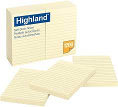 HIGHLAND SELFSTICK NOTES 4''X6''(10cmx15.2cm) LINED PAD single