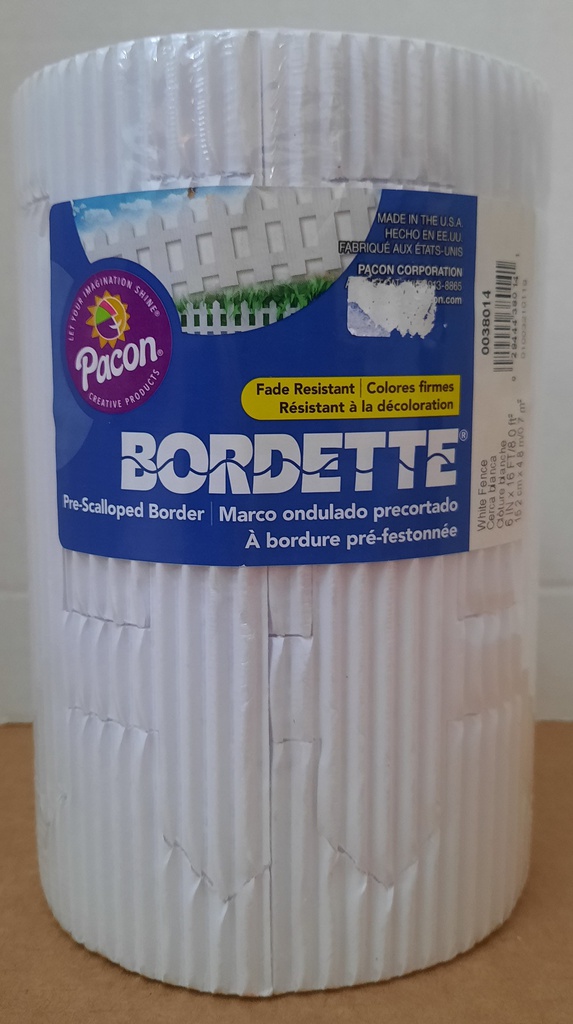 BORDETTE PICKET FENCE WHITE  6&quot;x16' (15.2 cmx4.88m)